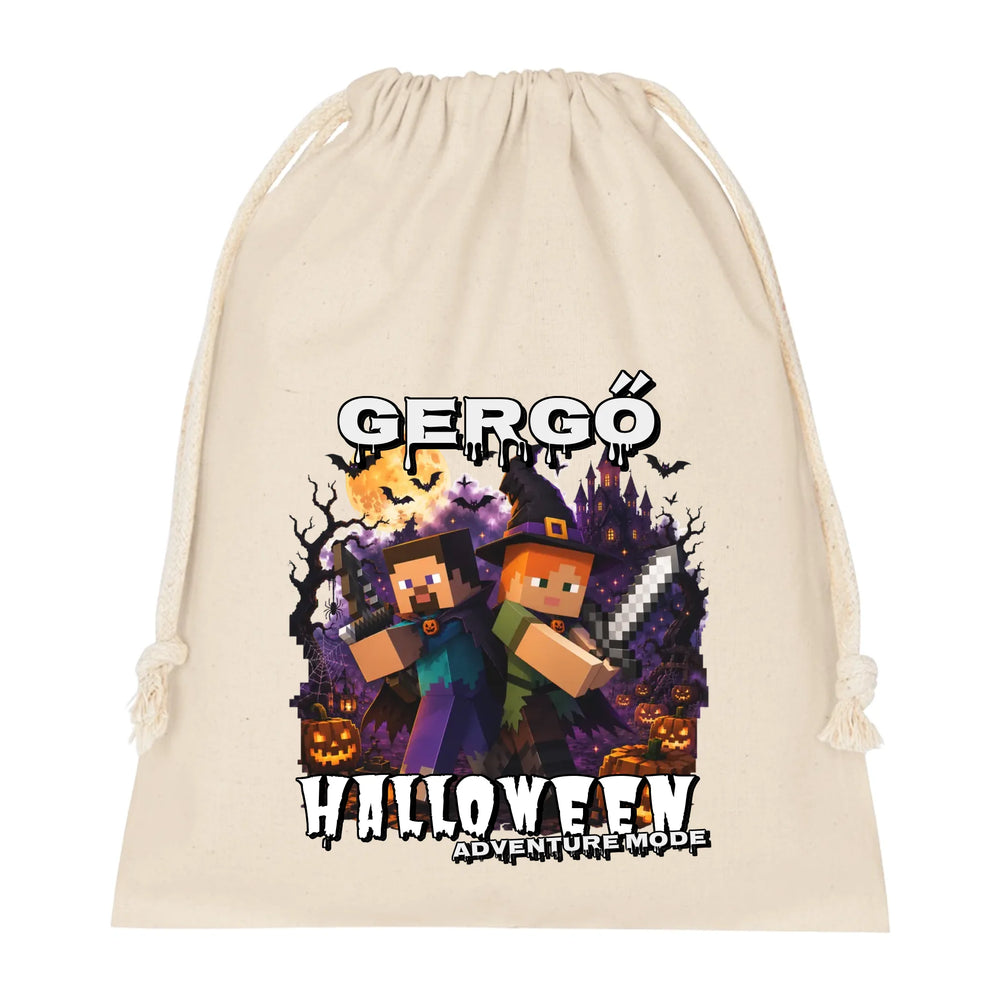 Halloweeni zsák - Minecraft mintával egyedi névvel