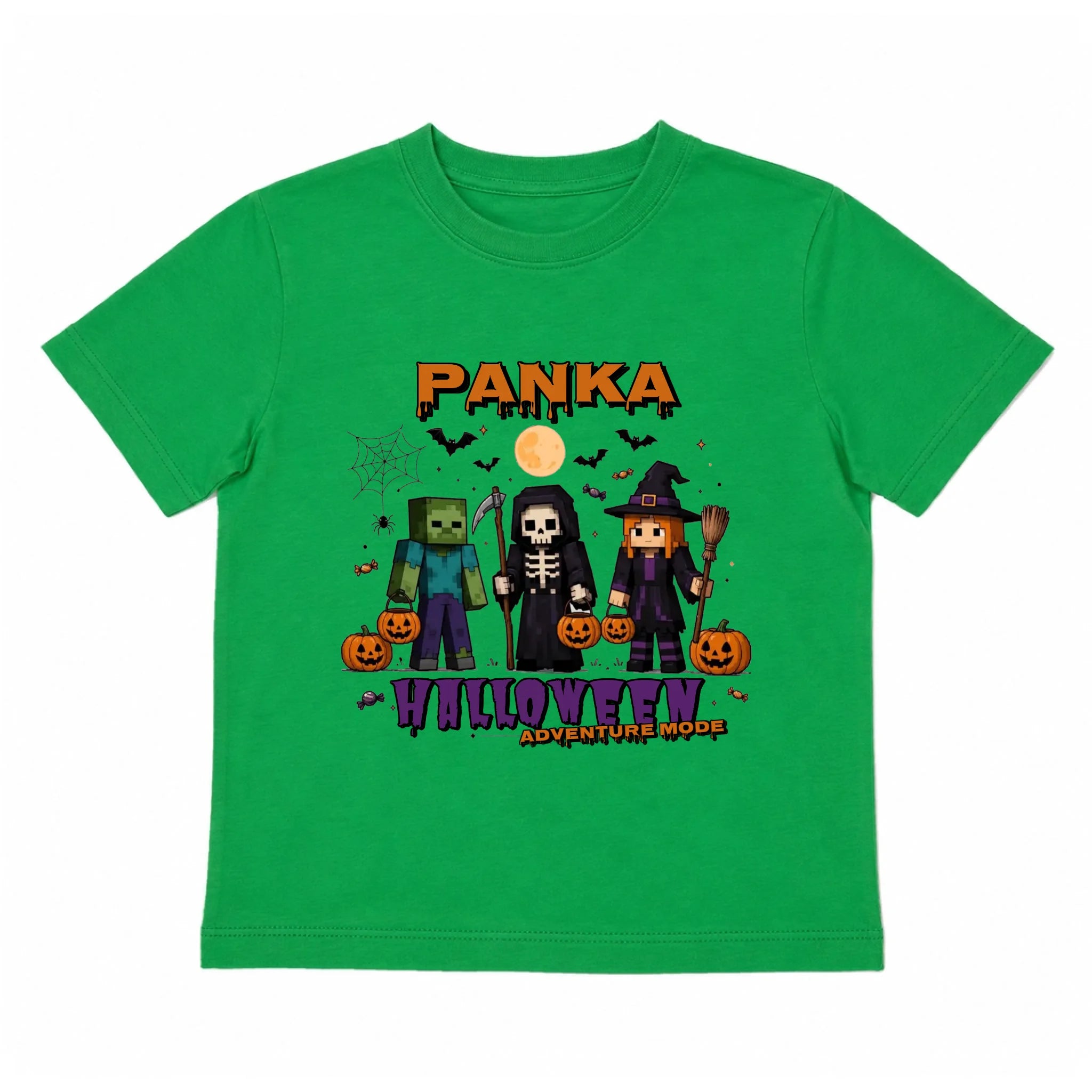 Halloween Mode Minecraft mintás halloweeni gyerek póló egyedi névvel