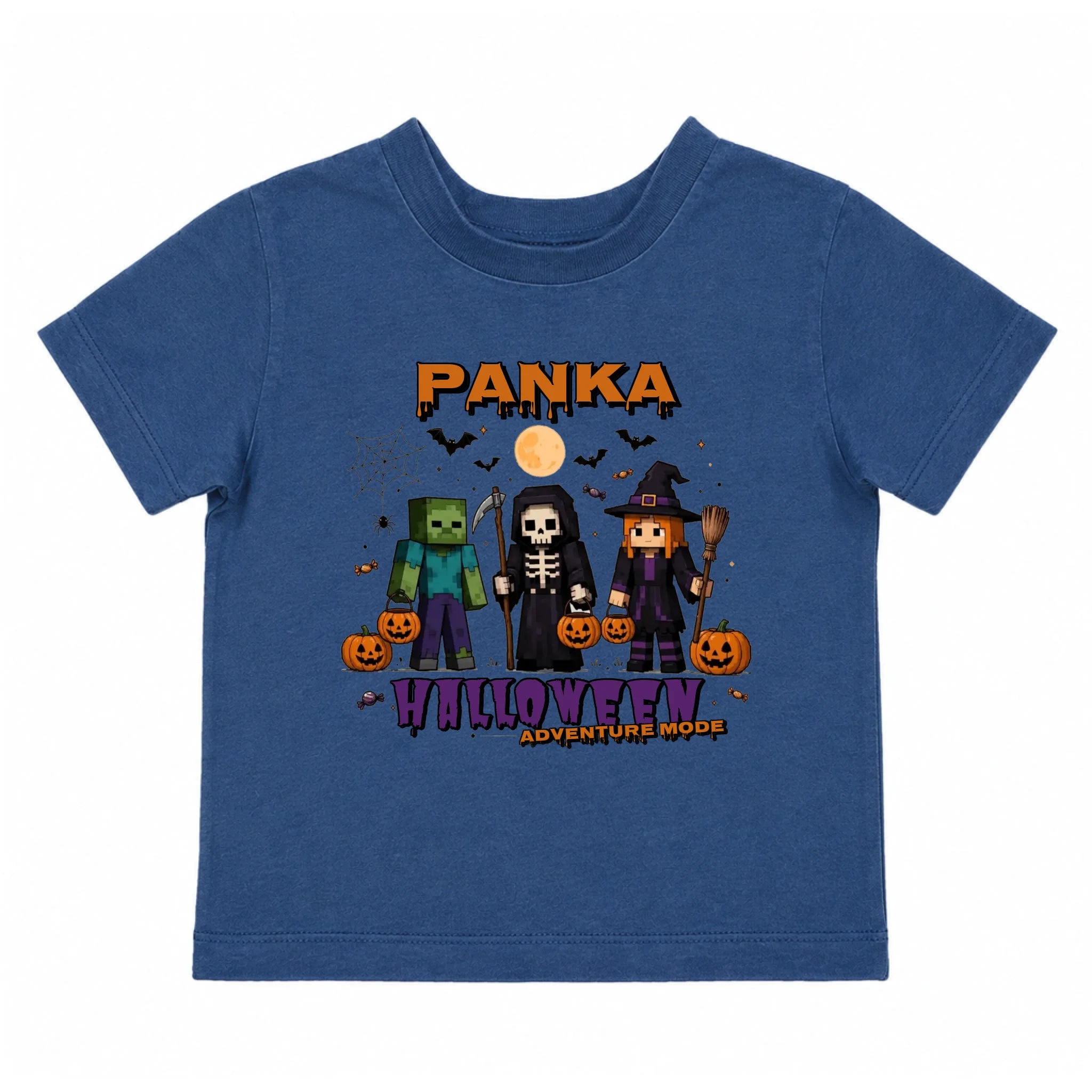 Halloween Mode Minecraft mintás halloweeni gyerek póló egyedi névvel