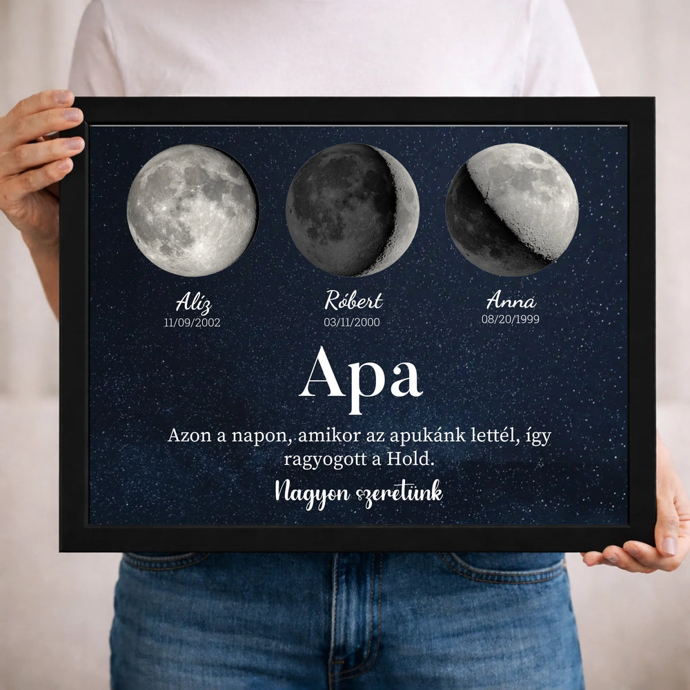 	 Ajándék apának - Holdfázisos falikép szerkeszthető feliratokkal