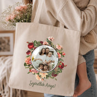 Legjobb anya vászontáska egyedi fényképpel és felirattal 1