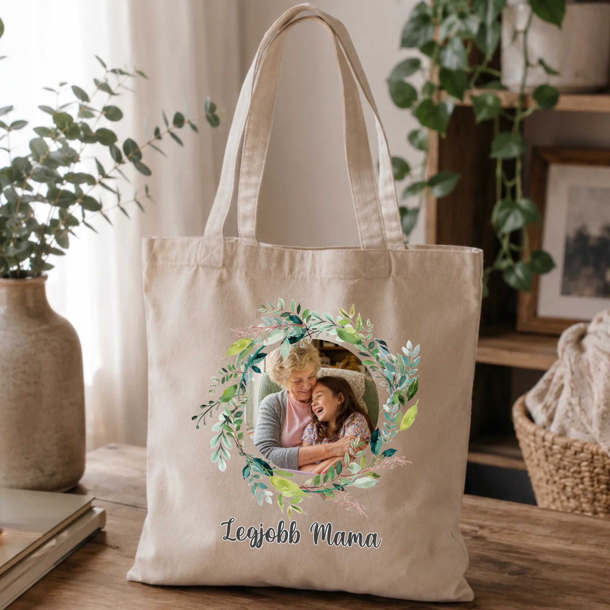 Legjobb mama vászontáska egyedi fényképpel és felirattal 1