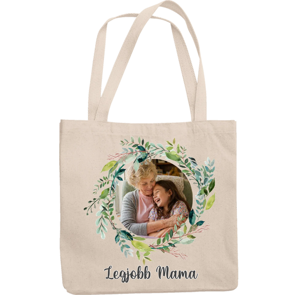 Legjobb mama vászontáska egyedi fényképpel és felirattal 1