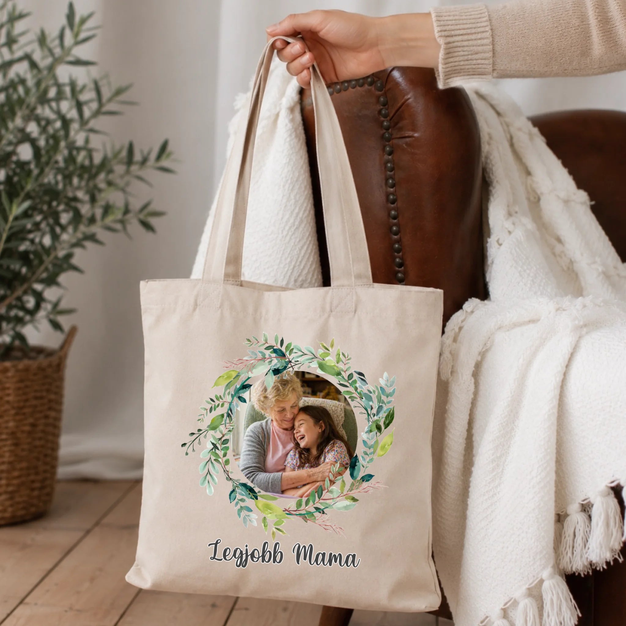 Legjobb mama vászontáska egyedi fényképpel és felirattal 1