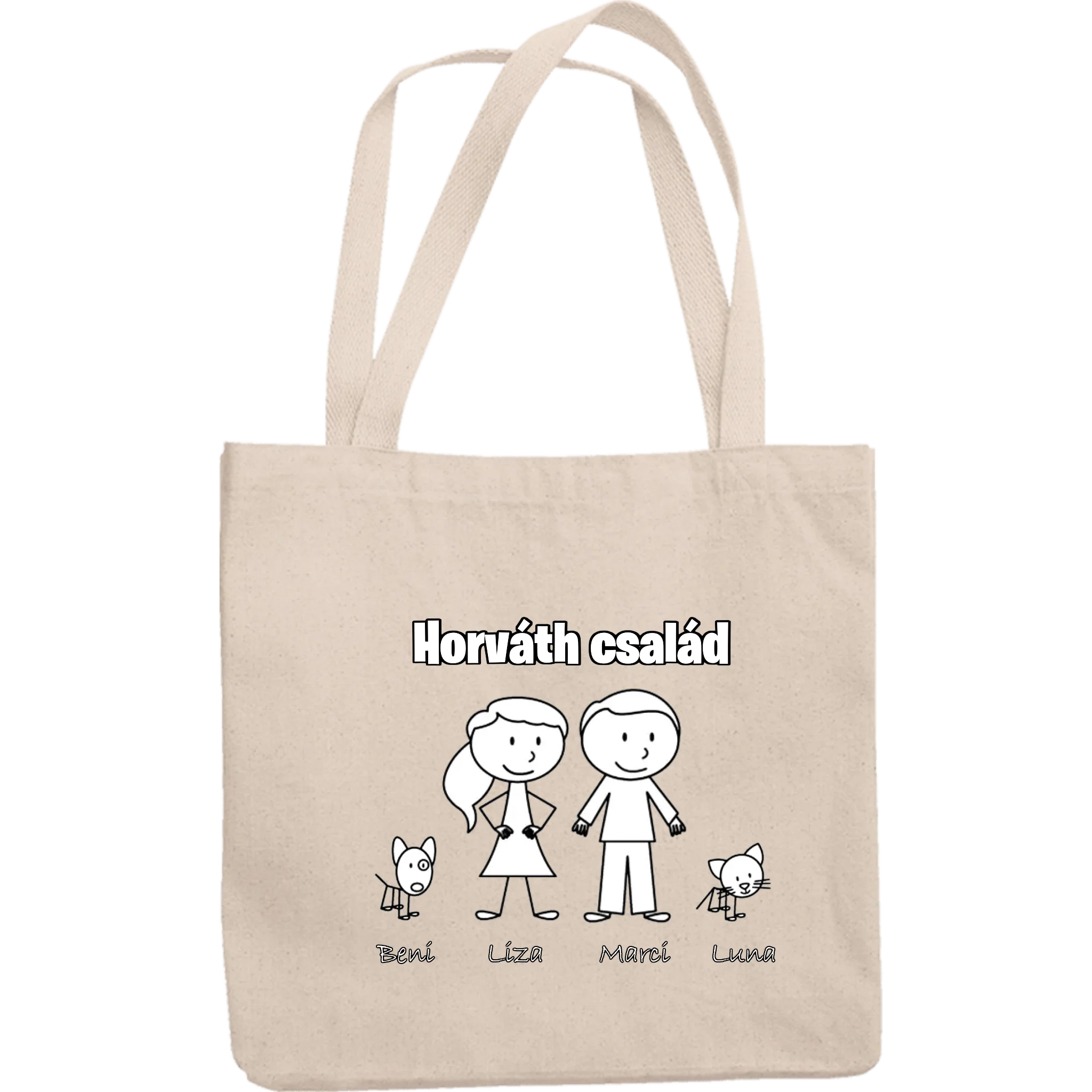 Egyedi családos vászontáska