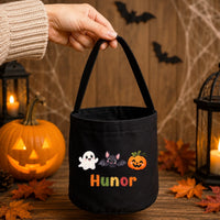 Névre szóló cukorkagyűjtő zsák gyerekeknek halloweeni figurákkal