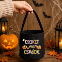 Halloweeni cukorkagyűjtő zsák - Csokit vagy csalok választható felirattal