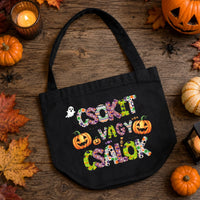 Halloweeni cukorkagyűjtő zsák - Csokit vagy csalok választható felirattal
