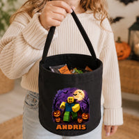 Egyedi neves halloweeni cukorkagyűjtő zsák Roblox figurával