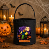 Egyedi neves halloweeni cukorkagyűjtő zsák Roblox figurával