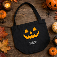 Halloweeni cukorkagyűjtő zsák választható mintával és egyedi névvel