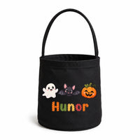 Névre szóló cukorkagyűjtő zsák gyerekeknek halloweeni figurákkal