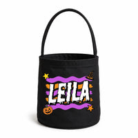 Egyedi névre szóló halloweeni cukorkagyűjtő zsák gyerekeknek