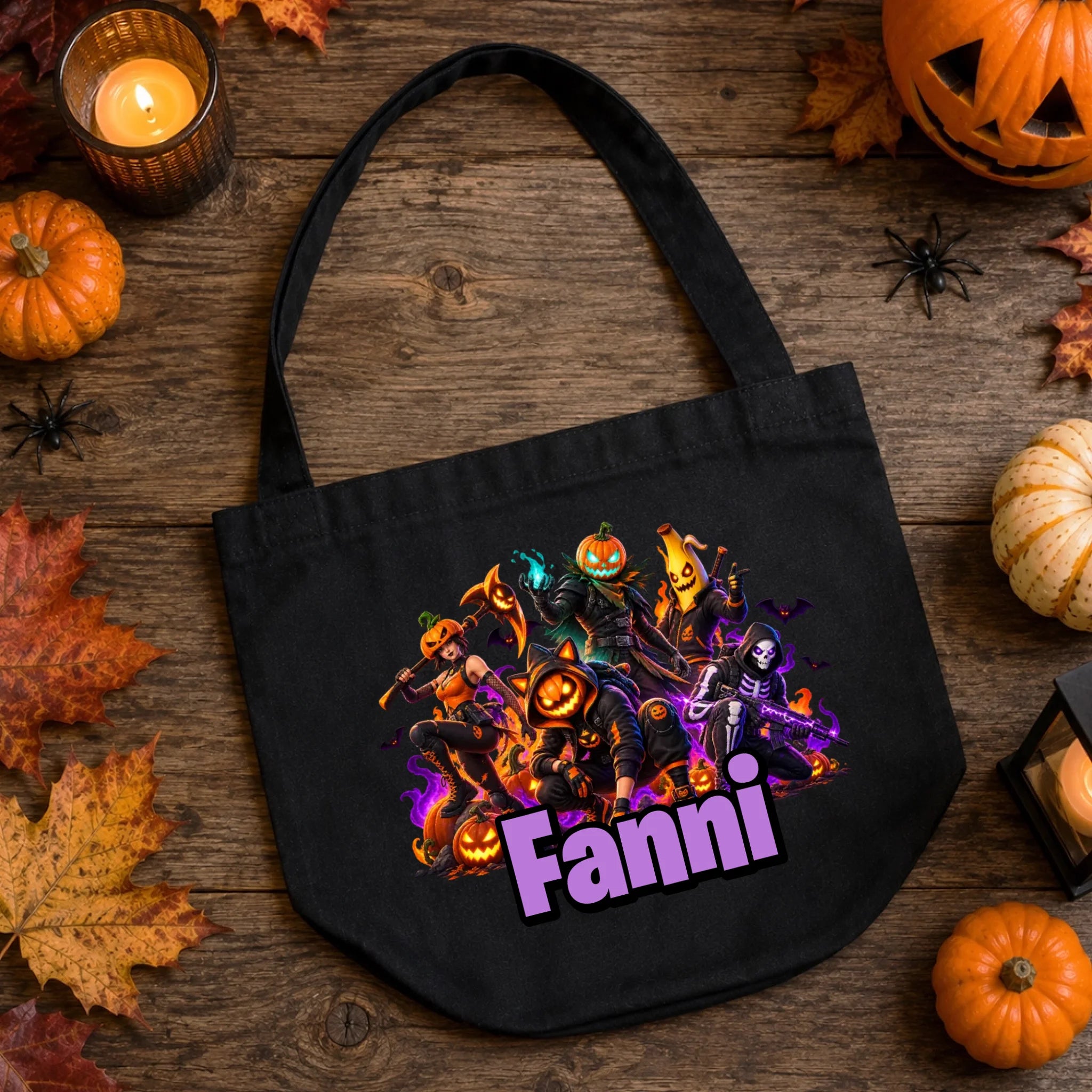 Halloween cukorkagyűjtő zsák Fortnite figurákkal - névre szóló