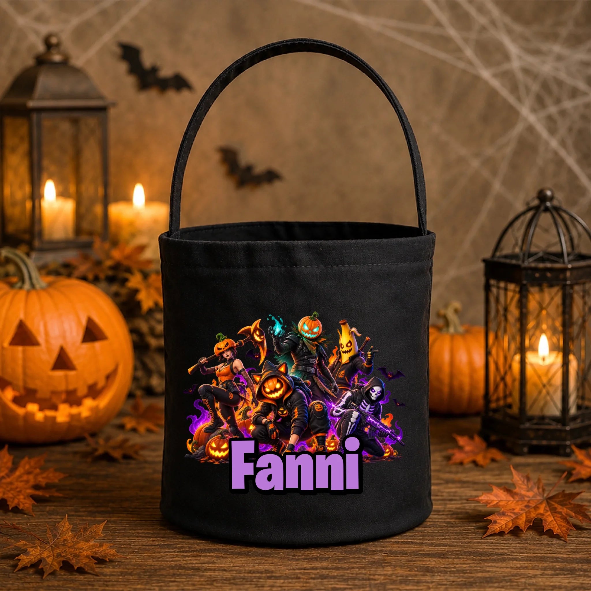 Halloween cukorkagyűjtő zsák Fortnite figurákkal - névre szóló