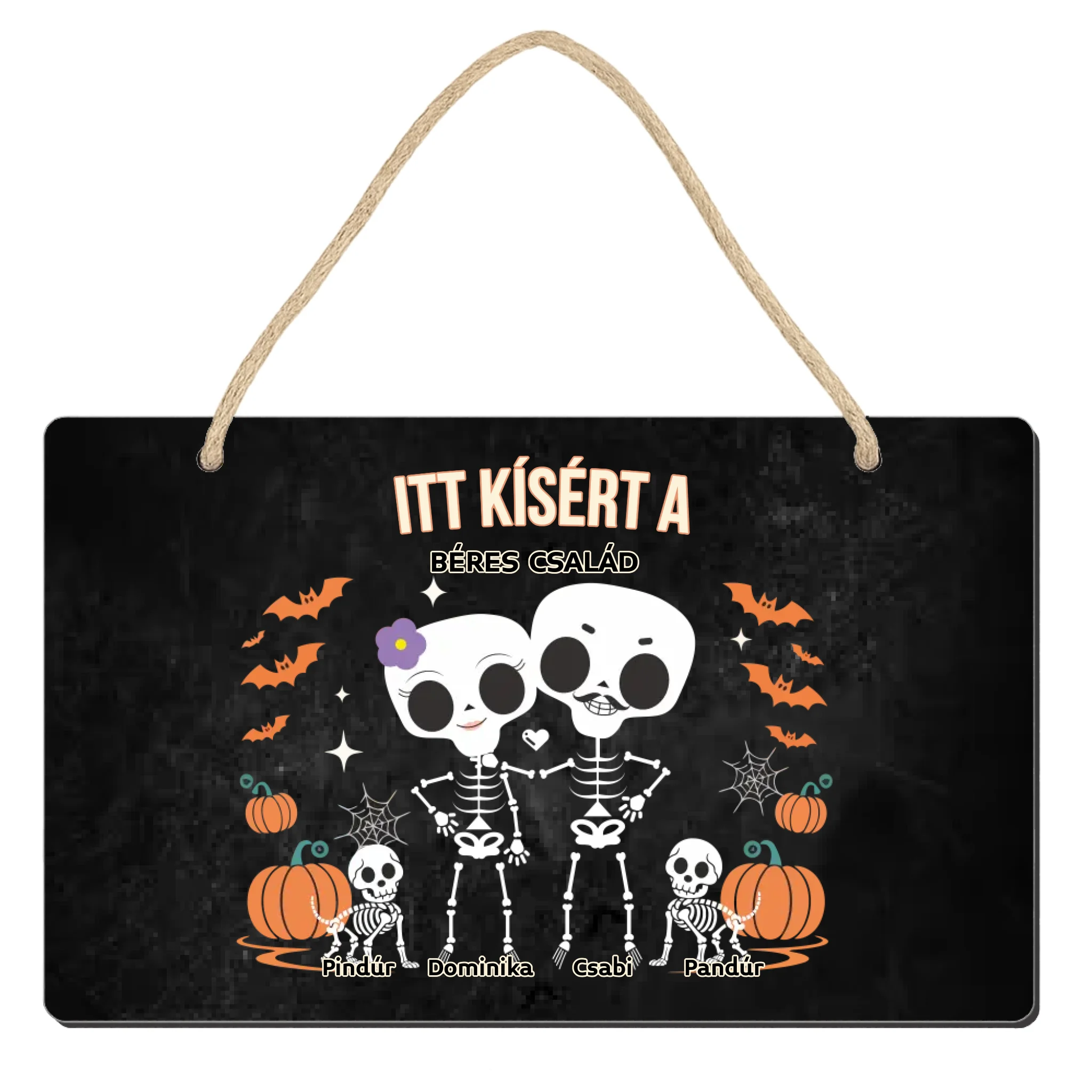 Személyre szabható őszi Halloweeni fali dekor tábla - Skeleton Crew családi ajándék pároknak
