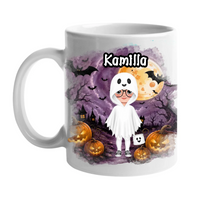 Ajándék halloweeni bögre gyerekeknek személyre szabható karakterrel