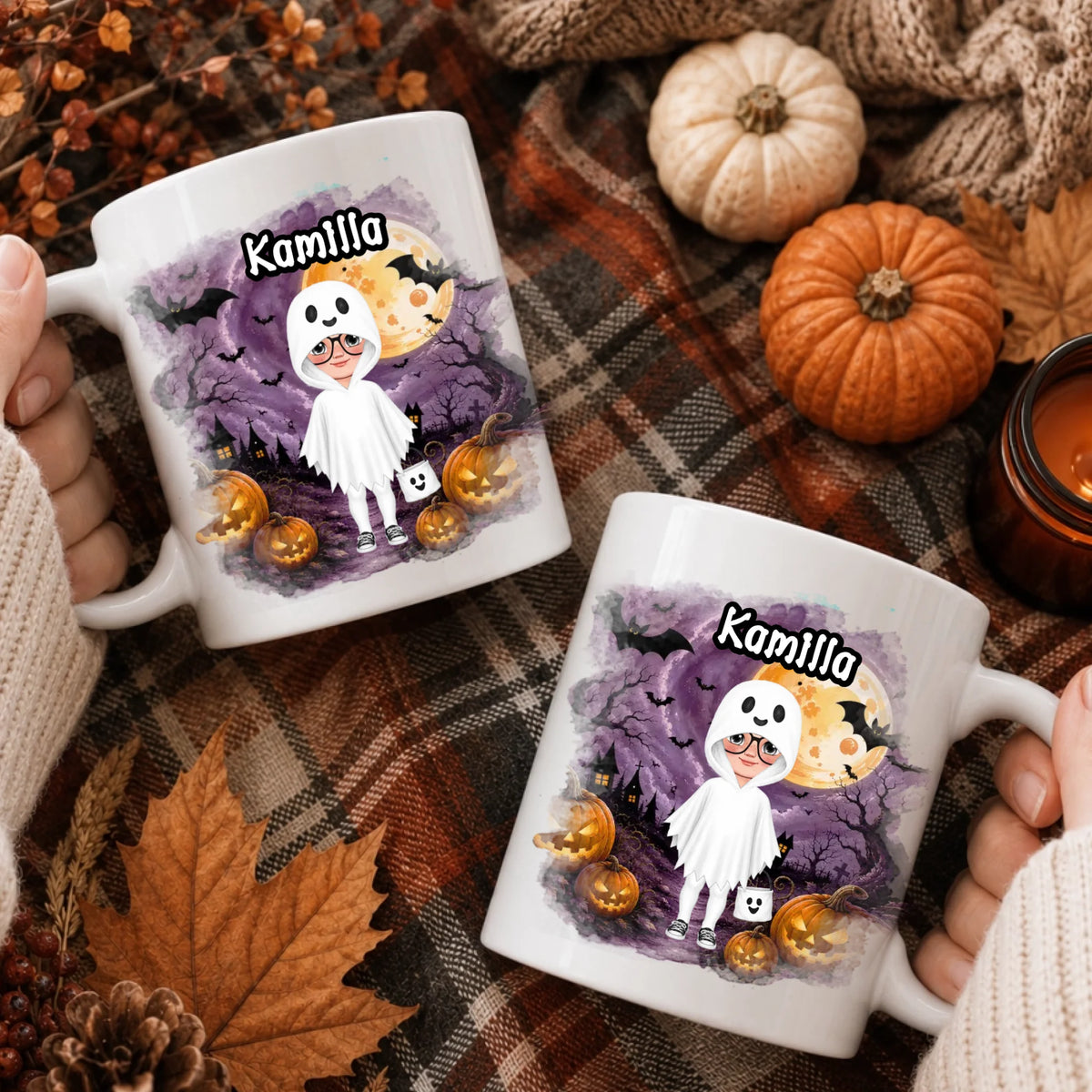 Ajándék halloweeni bögre gyerekeknek személyre szabható karakterrel