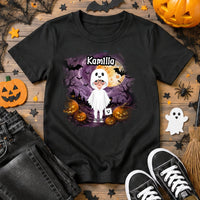 Ajándék halloweeni póló gyerekeknek személyre szabható karakterrel