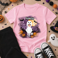 Ajándék halloweeni póló gyerekeknek személyre szabható karakterrel