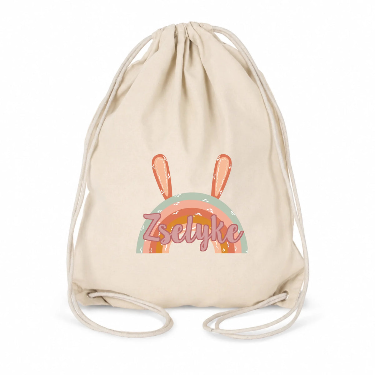 Egyedi neves tornazsák szivárványos mintával
