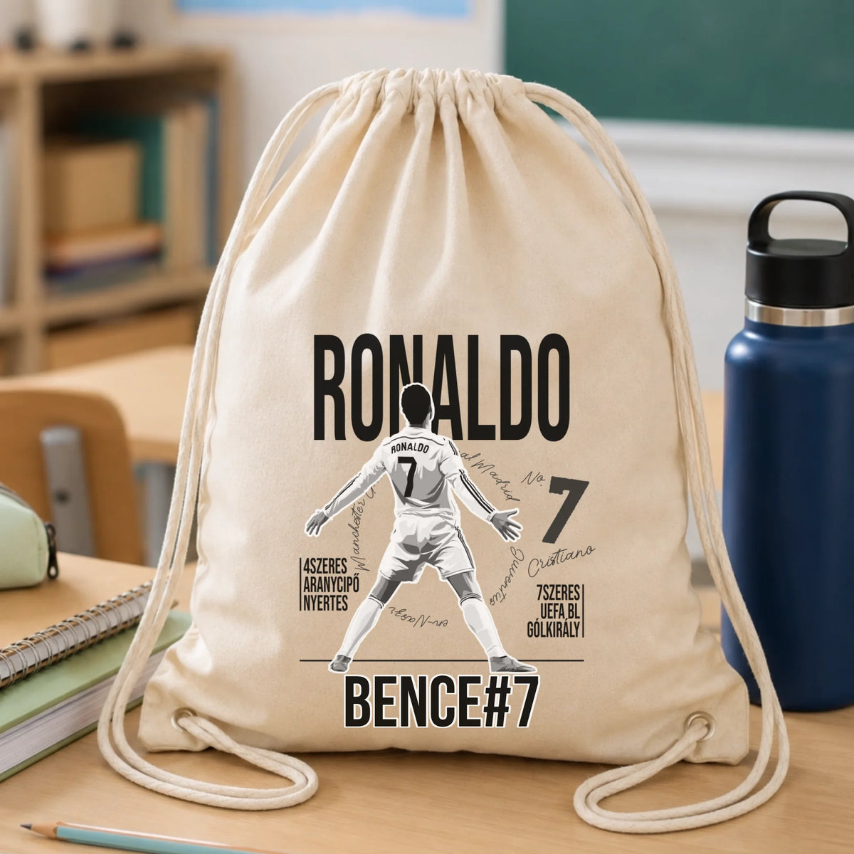 Személyre szabható ajándék focis tornazsák - Cristiano Ronaldo