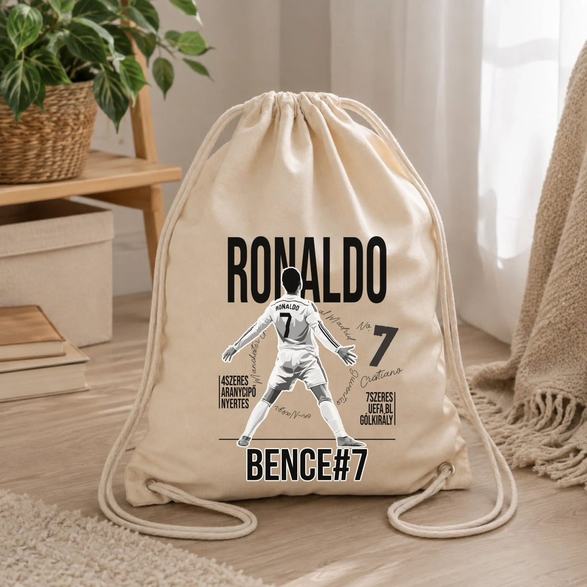 Személyre szabható ajándék focis tornazsák - Cristiano Ronaldo