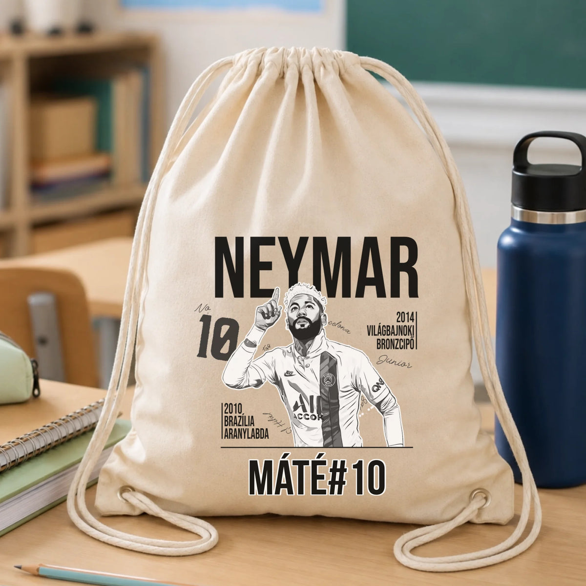 Személyre szabható ajándék focis tornazsák - Neymar