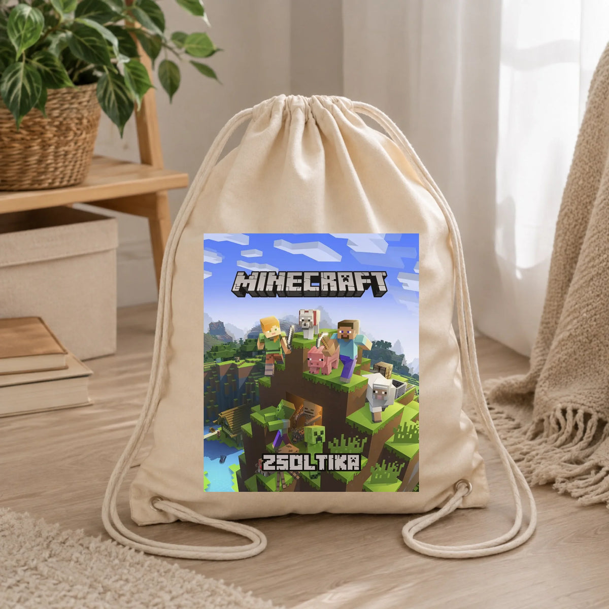 Szerkeszthető egyedi neves Minecraft tornazsák