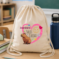 Szerkeszthető feliratos Capybara mintás ajándék tornazsák lányoknak