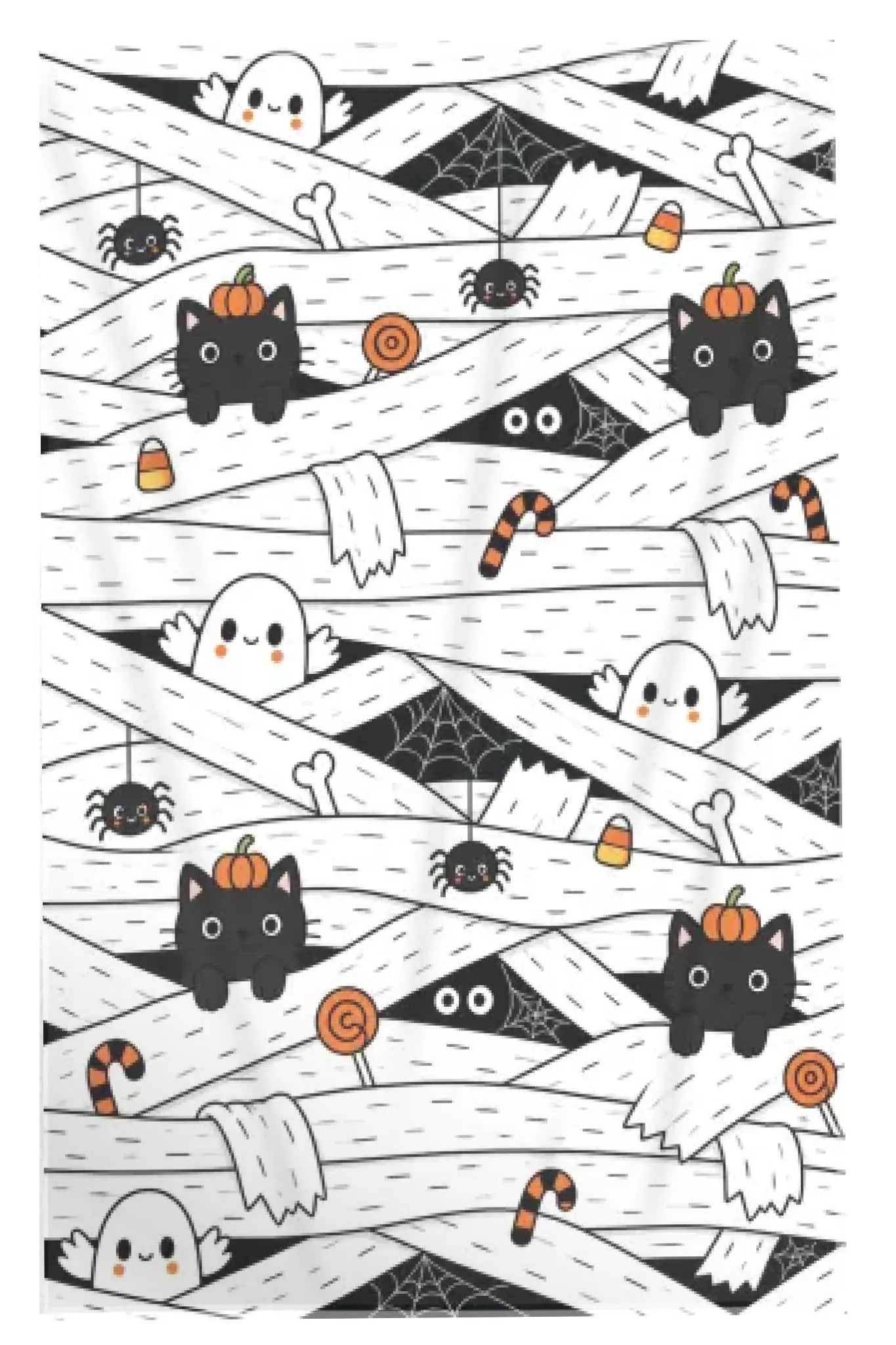 Macskás és szellemes halloweeni pléd saját névvel