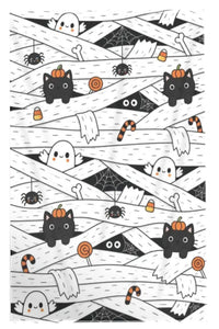 Macskás és szellemes halloweeni pléd saját névvel