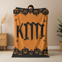 Halloweeni pléd saját névvel - tök mintával