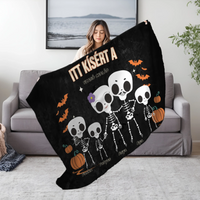 Személyre szabható őszi Halloweeni pléd - Skeleton Crew családi ajándék