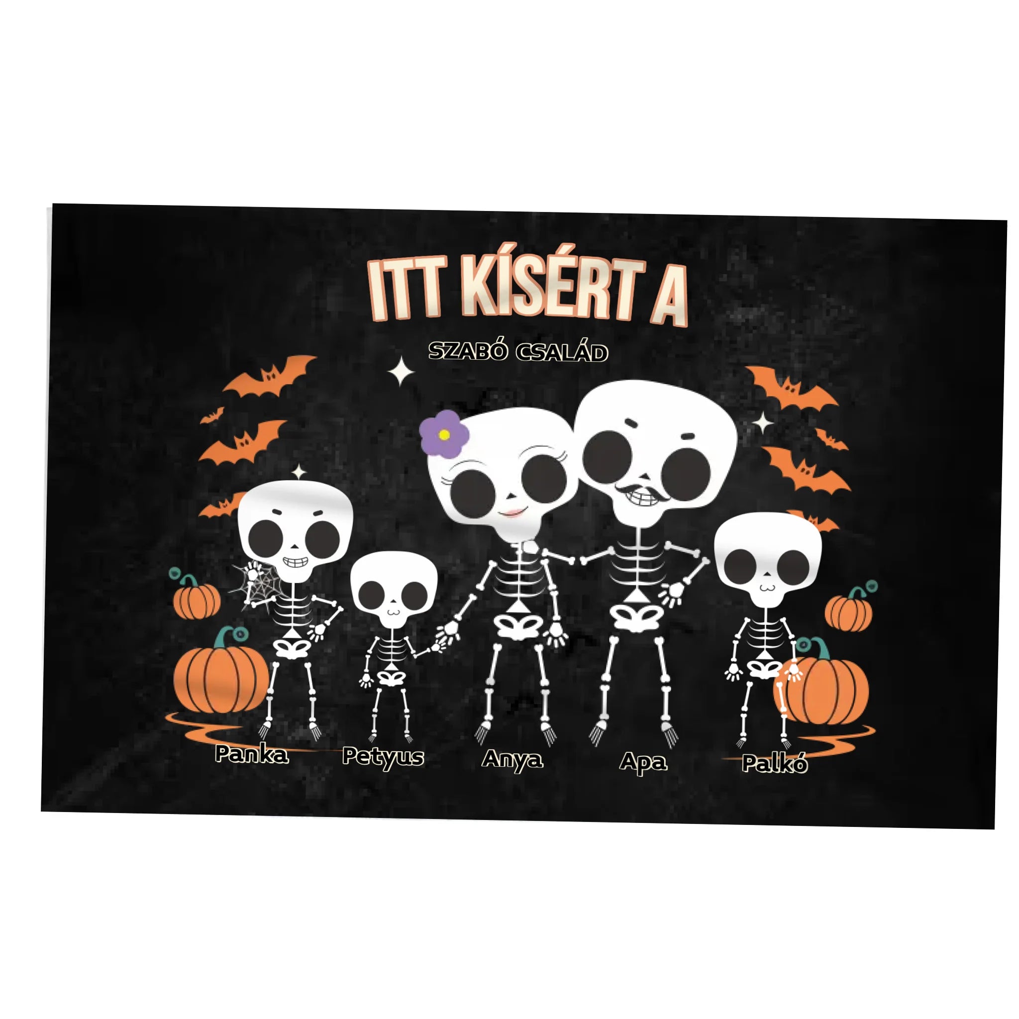 Személyre szabható őszi Halloweeni pléd - Skeleton Crew családi ajándék