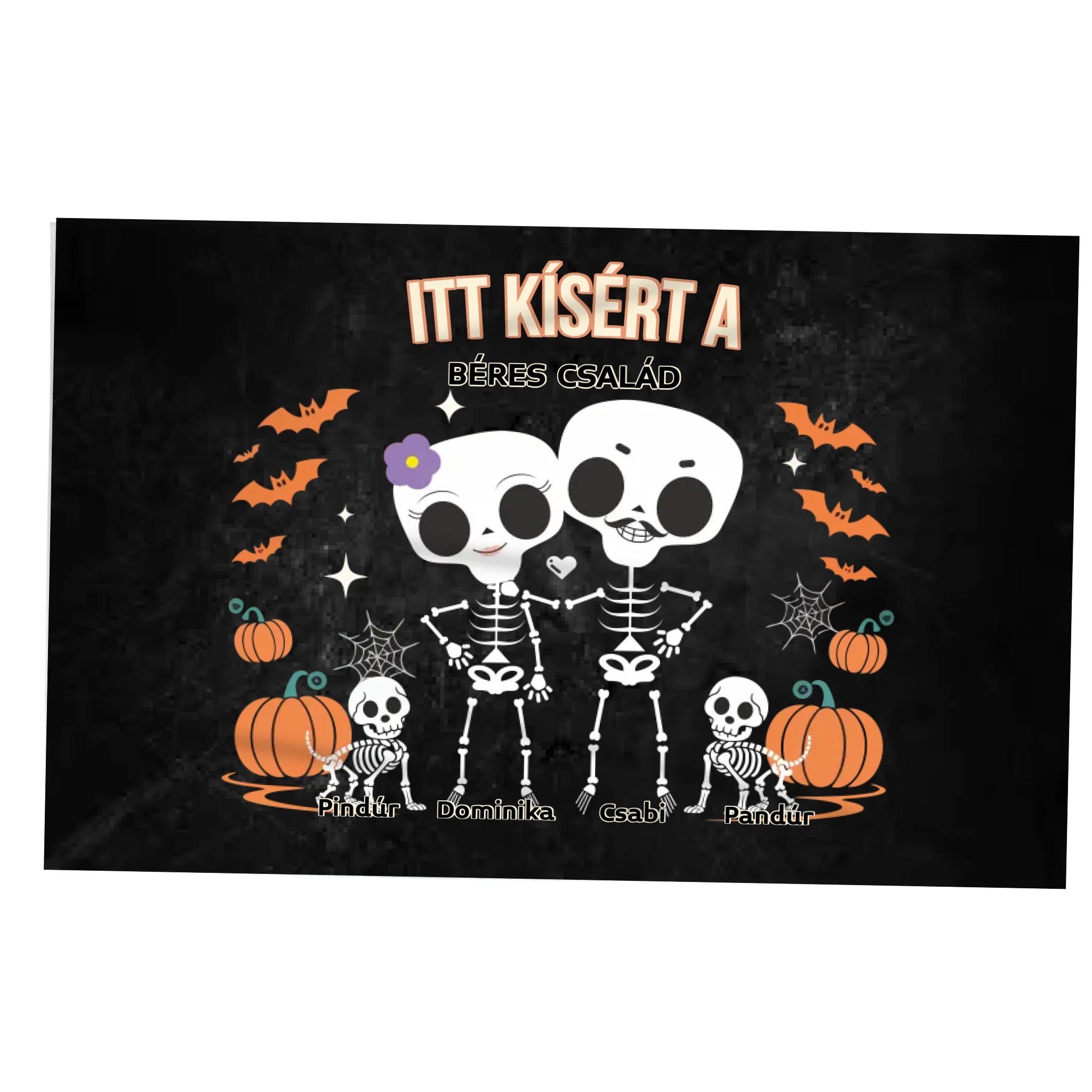 Személyre szabható őszi Halloweeni pléd - Skeleton Crew családi ajándék pároknak