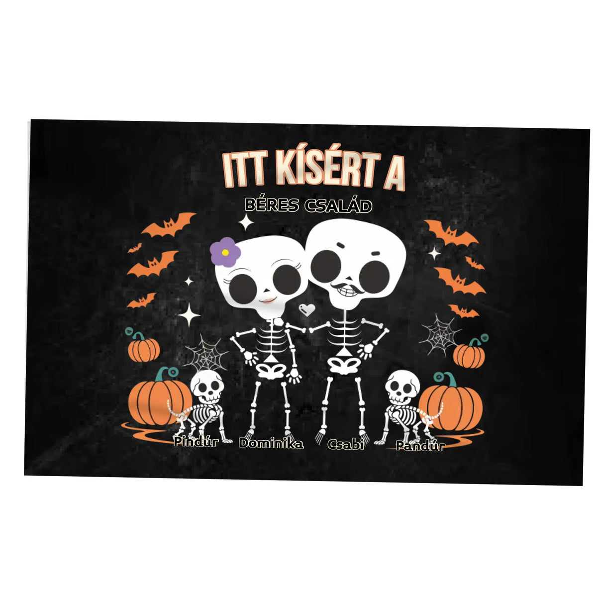 Személyre szabható őszi Halloweeni pléd - Skeleton Crew családi ajándék pároknak