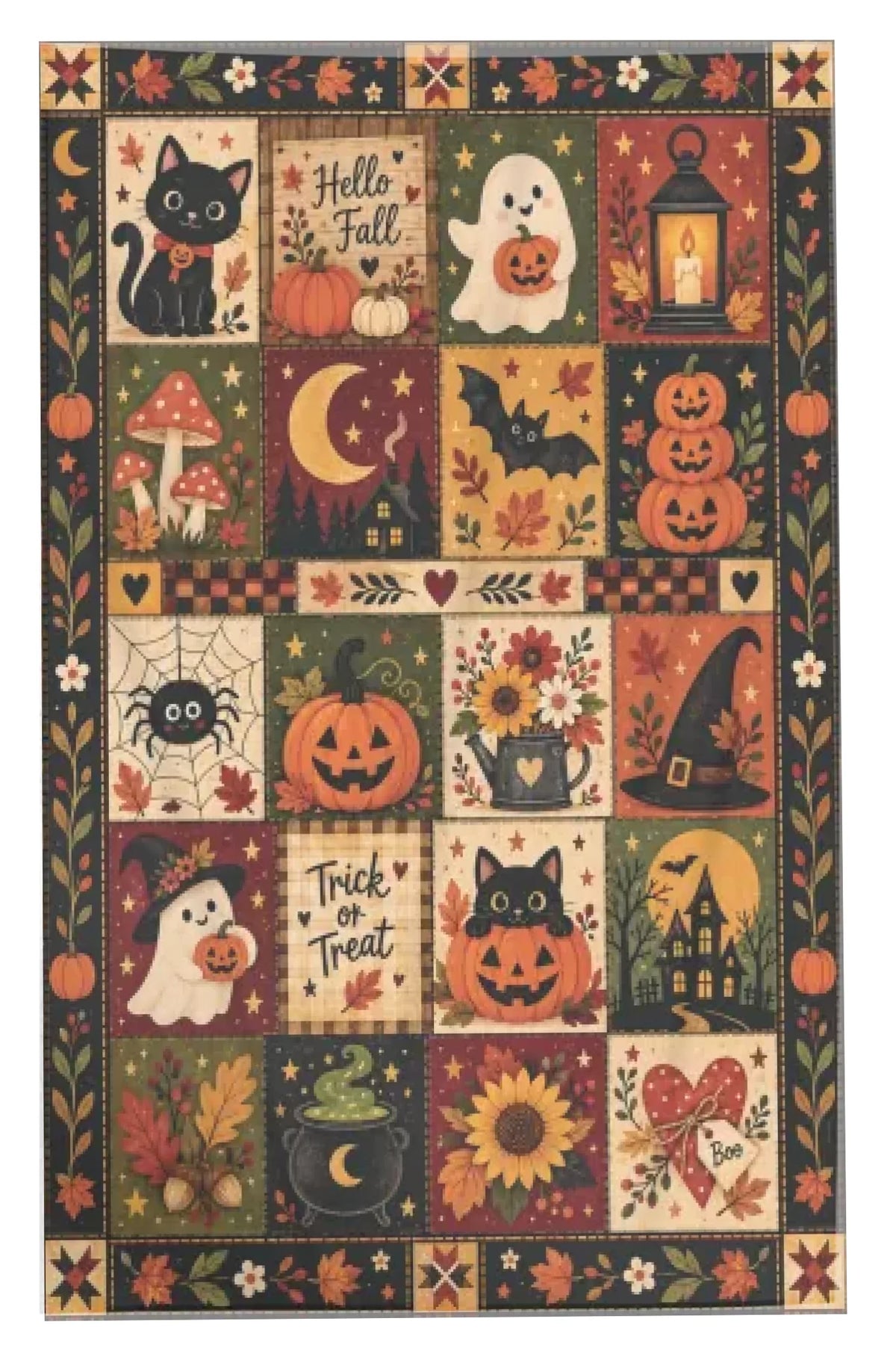 Halloween pléd - őszi, patchwork hatású mintával