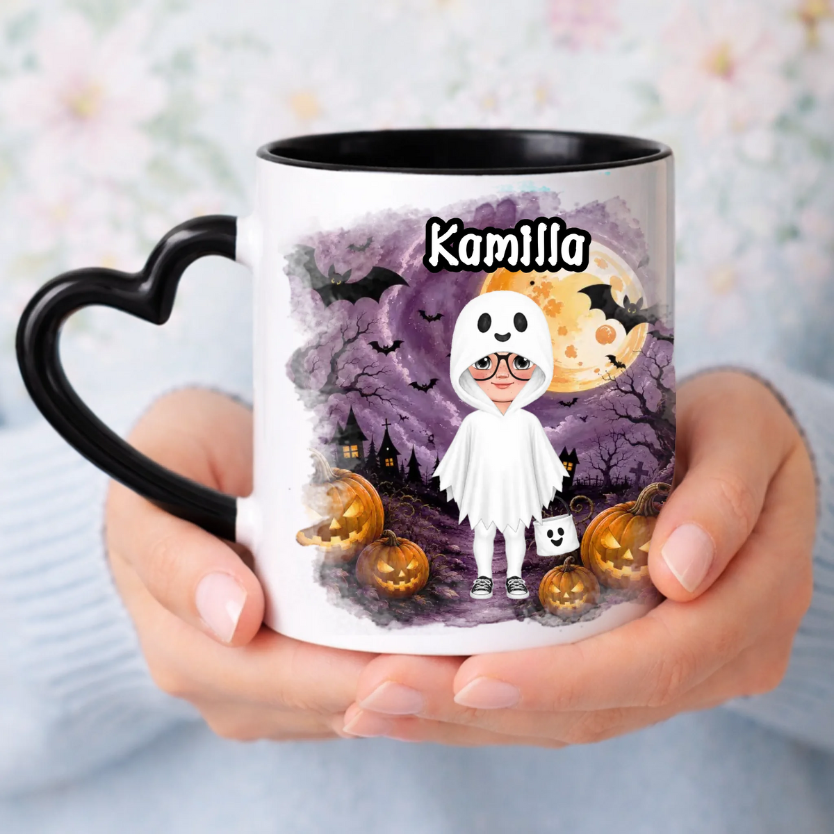 Ajándék halloweeni bögre gyerekeknek személyre szabható karakterrel