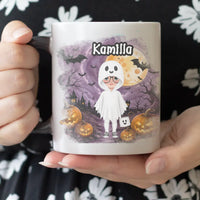 Ajándék halloweeni bögre gyerekeknek személyre szabható karakterrel