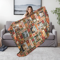 Egyedi 9 képes, feliratos őszi pléd - patchwork hatású mintával