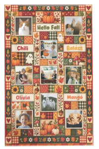 Egyedi 9 képes, feliratos őszi pléd - patchwork hatású mintával