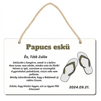 Papucs eskü ajándék fatábla Legénybúcsúkra