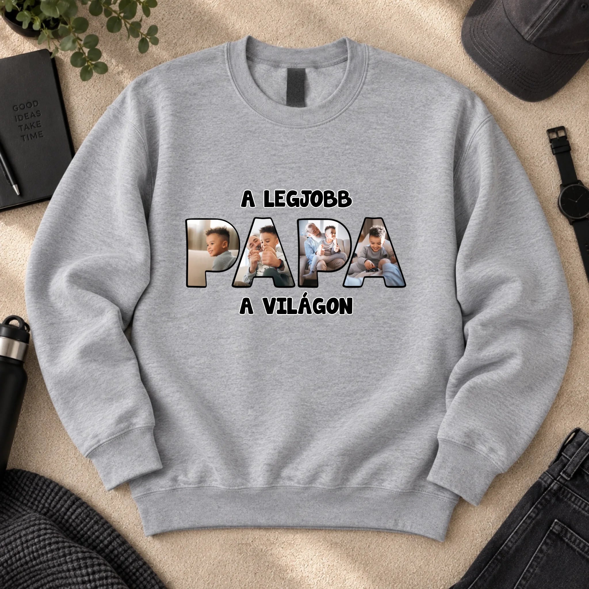 Ajándék Apáknak - Egyedi fényképes pulóver a legjobb apa felirattal