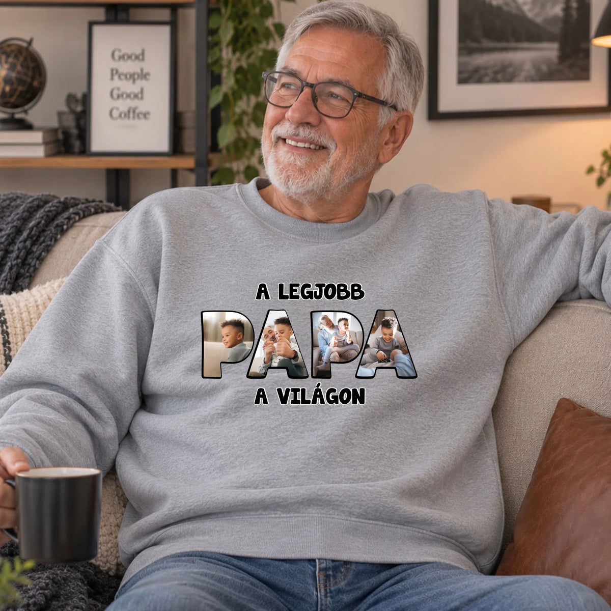 Ajándék Papáknak - Egyedi fényképes pulóver a legjobb papa felirattal