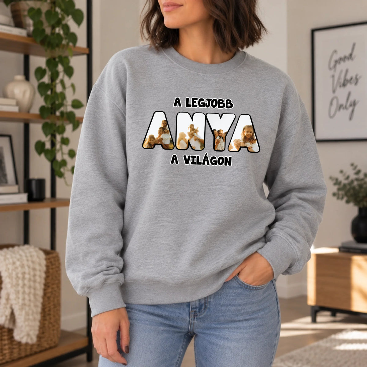 Ajándék Anyáknak - Egyedi fényképes pulóver a legjobb anya felirattal