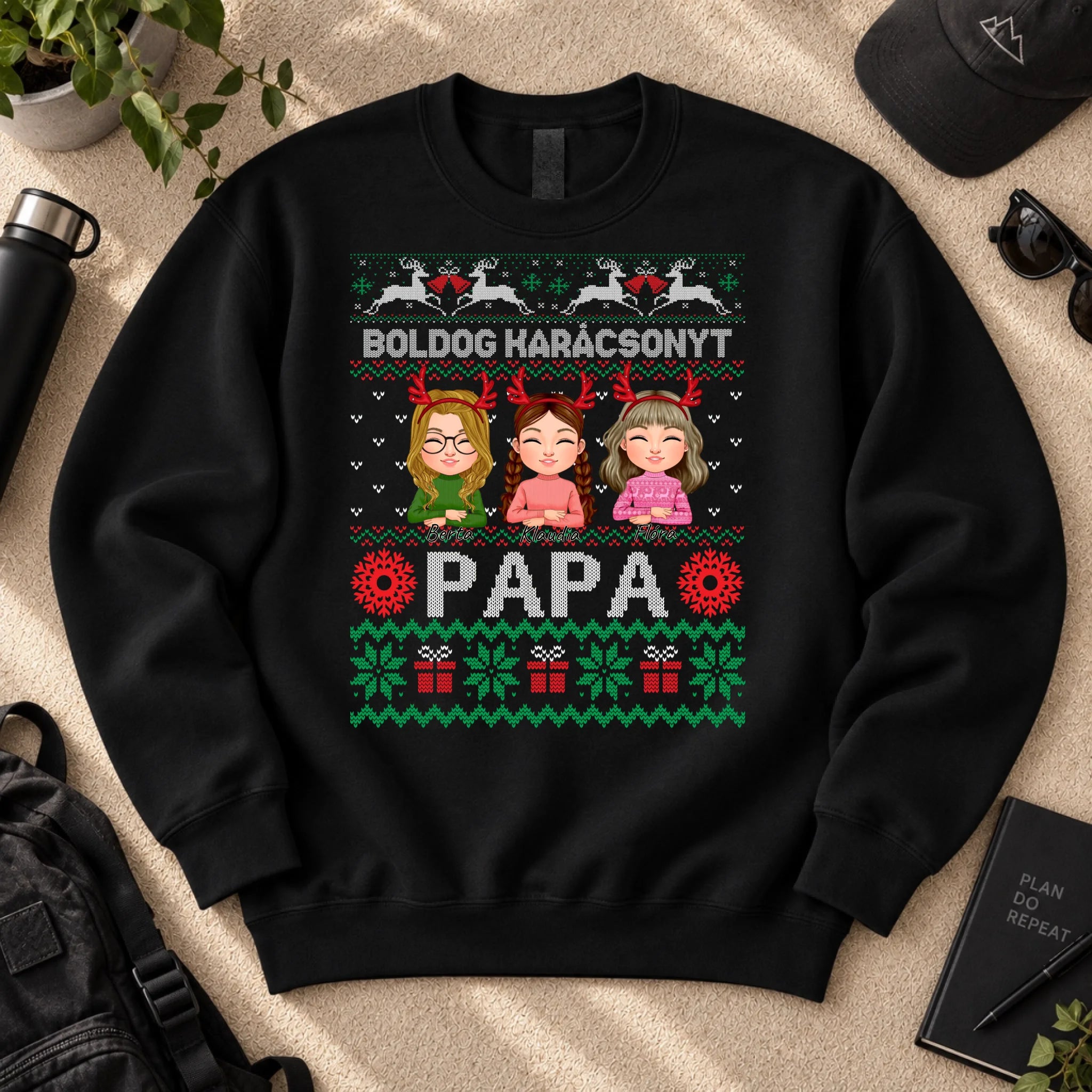 Boldog Karácsonyt Papa egyedi pulóver szerkeszthető karakterekkel