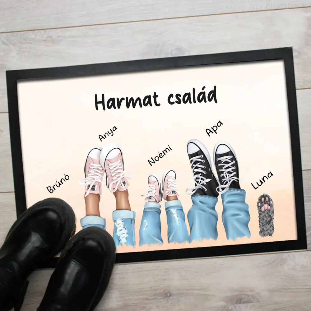 Tornacipős lábtörlő egyedi névvel