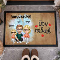 Cukifejű család egyedi lábtörlő