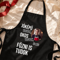 Vicces fekete kötény férfiaknak egyedi fényképpel